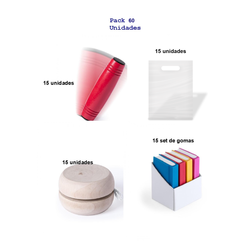 Super coffret cadeau pour les anniversaires des enfants 15 jeux rondux + yoyos en bois + 15 jeux de gommes