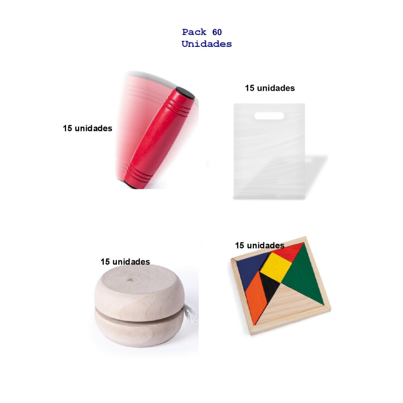 Pack de regalos para cumpleaños infantiles 15 juegos rondux + 15 yoyos + 15 puzzles ingenio