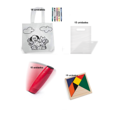 Pack 15 bags coloring + 15 game rondux + 15 puzzles wit gifts