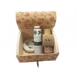 Box with cosmetic of olive oil