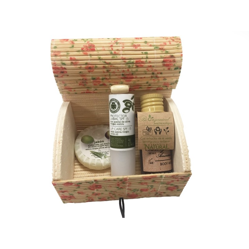 Box with cosmetic of olive oil