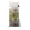 Pack de 24 set de miniaturas licor panizo: Licor Hierba, Crema de Orujo, Crema de Arroz y Caramelorujo en bolsa de organza.
