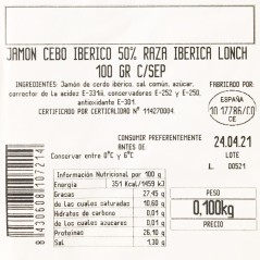 Iberian ham, cut with machine tastés