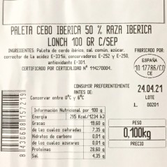 Tranches ibériques en palettes 125 gr