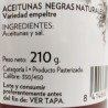 Aceitunas negras naturales. Variedad empeltre 210 gr
