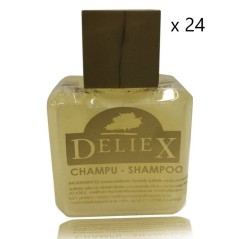 Petites cartes de poitrine avec 35 ml de shampooing invité et gel.