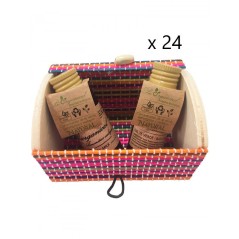 Bath gel and shampoo with miniature wooden trunk for your events