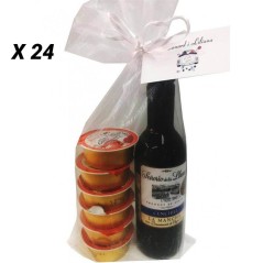 Emballage de 24 lots. Vin señorío miniature avec six pâtés deliex dans un sac biologique.