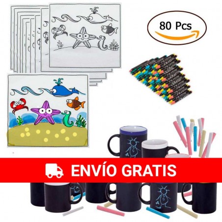 (Amazon) 20 Slate Cups and Matching Chalks and 20 Maritime Animal Tablecloths