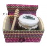 Tarro de miel con nueces y palito catador en baúl de colores (24 ud)