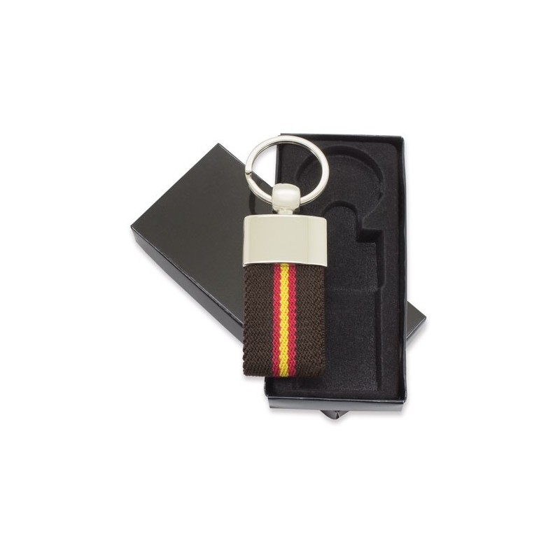 Spanish Flag Keychain with Brown Background - Very Affordable