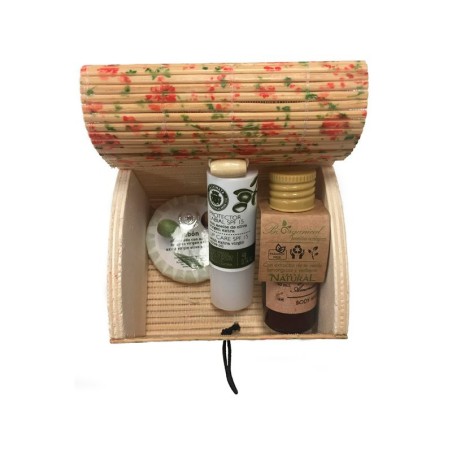 Box with cosmetic of olive oil