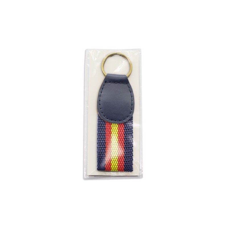 Navy Blue Faux Leather Spain Keychain