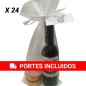 Pack of 24 miniature plastic wine bottles with two pâtés, bag and cards