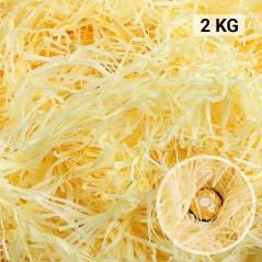 Cartón kraft desmenuzado color amarillo en forma de viruta |Regalos Gourmet Online