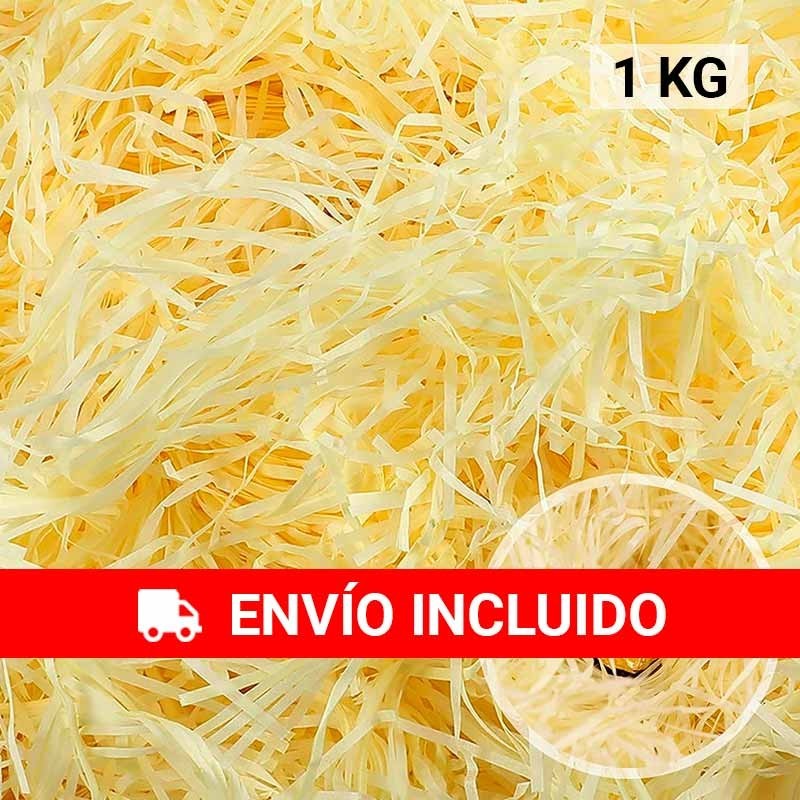 1 KG de papel AMARILLO kraft en virutas, relleno para decoración y embalaje AMARILLO