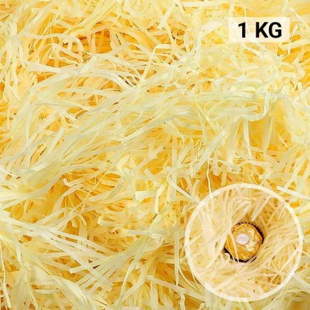 1 KG de papel AMARILLO kraft en virutas, relleno para decoración y embalaje AMARILLO