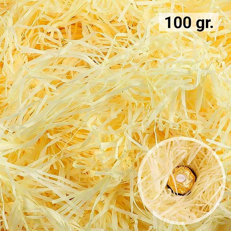 Papier kraft jaune déchiqueté (100 g), idéal pour la décoration et l'emballage