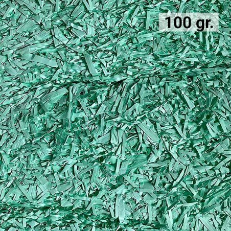 100 gr. de papel kraft verde agua en virutas, relleno para decoración y embalaje