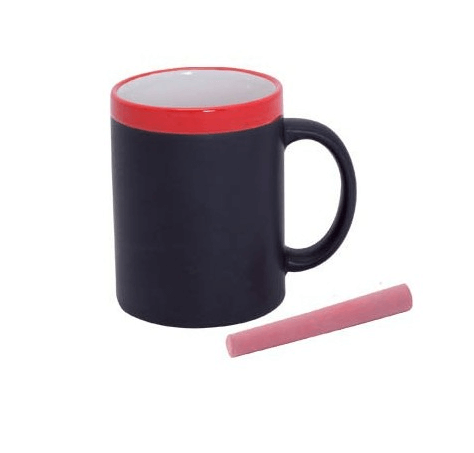 Taza con pizarra y tiza. 