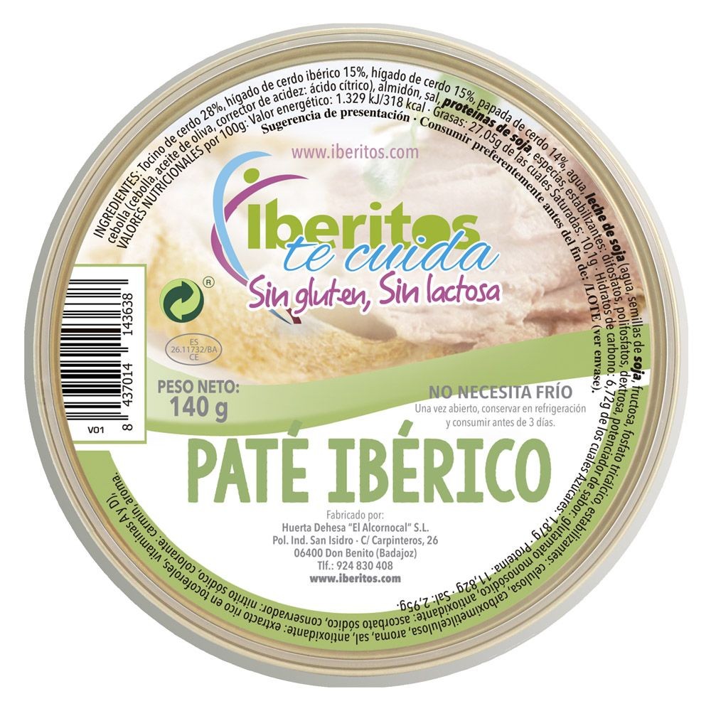 Paté ibérico sin lactosa 140gr