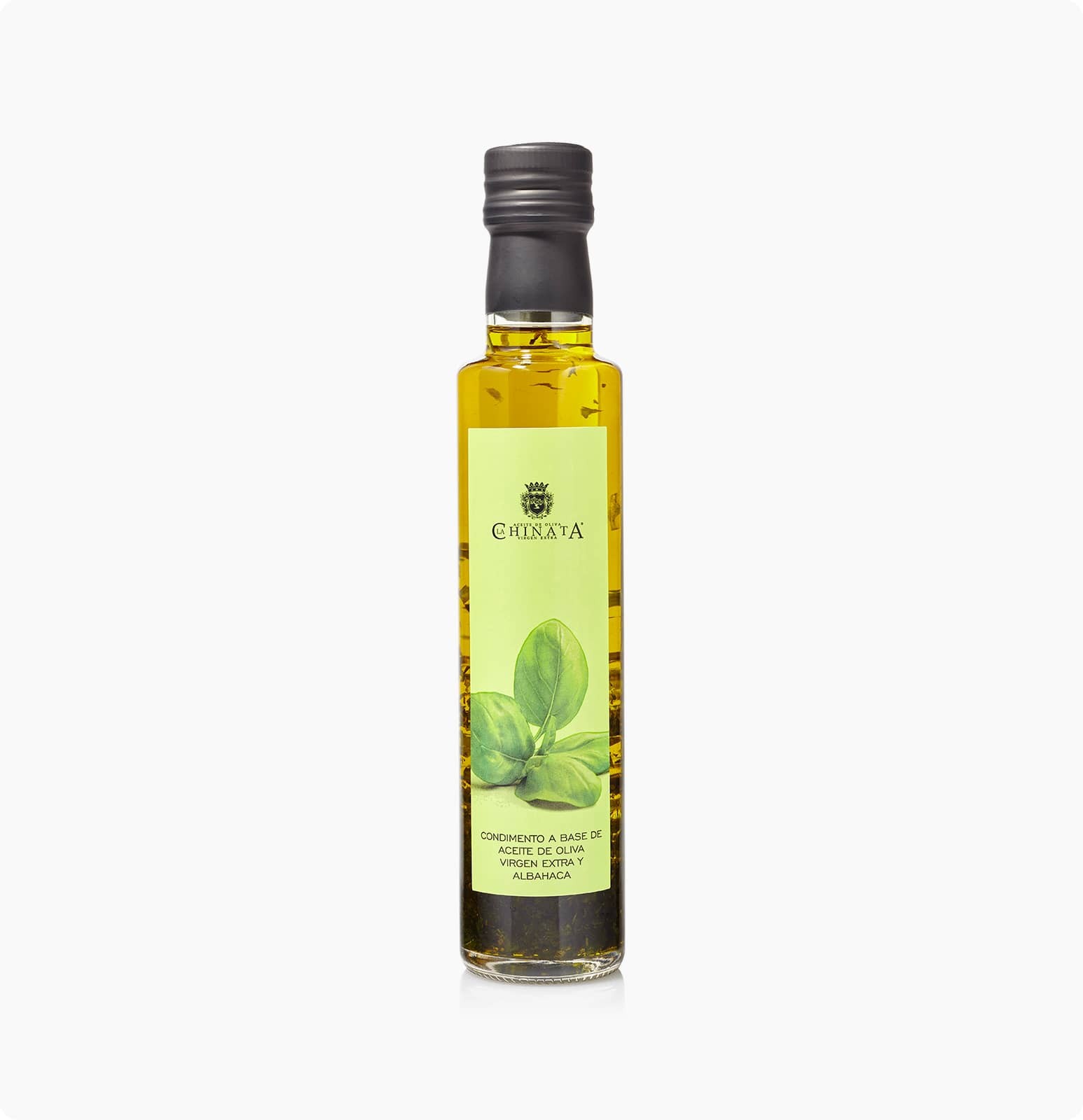 Olive oil flavored with basil