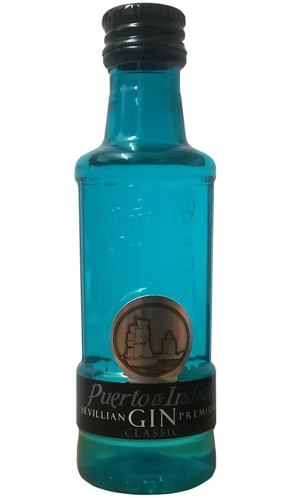 Miniature of gin Puerto de Indias Classic blue 5cl for events