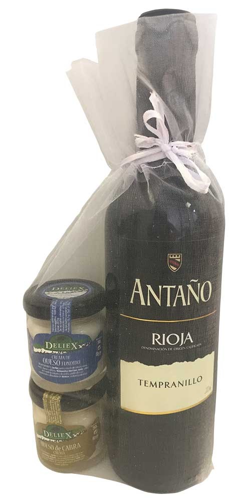 Pack cadeau vin Rioja Antaño Cosecha et fromages Deliex mini pour événement