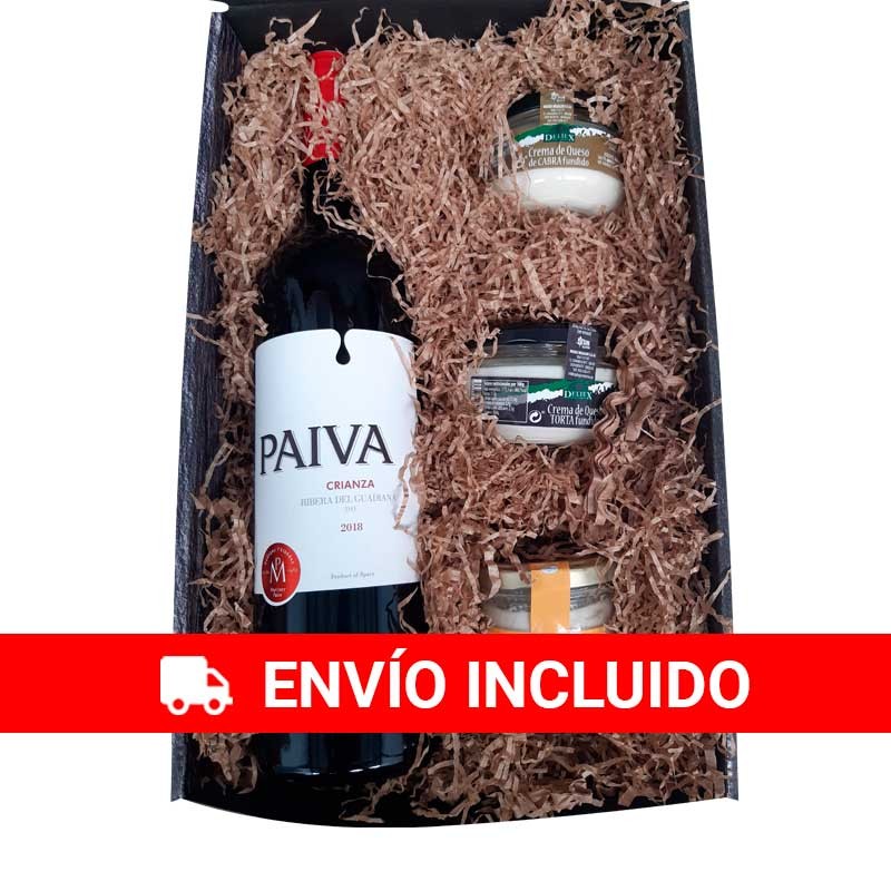 Small Christmas basket with Wine Payva and selection of gourmet cheese creams for company